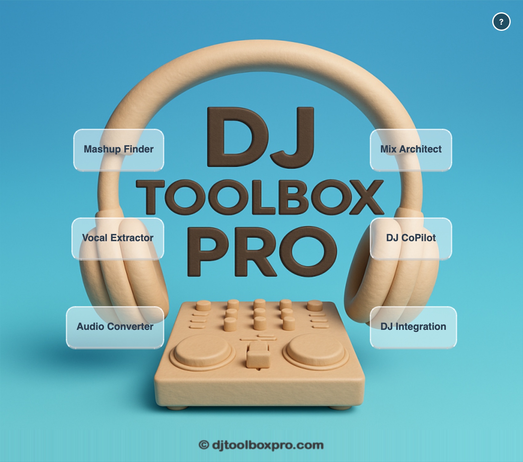DJ Toolbox Pro — the app's main screen with all six tools